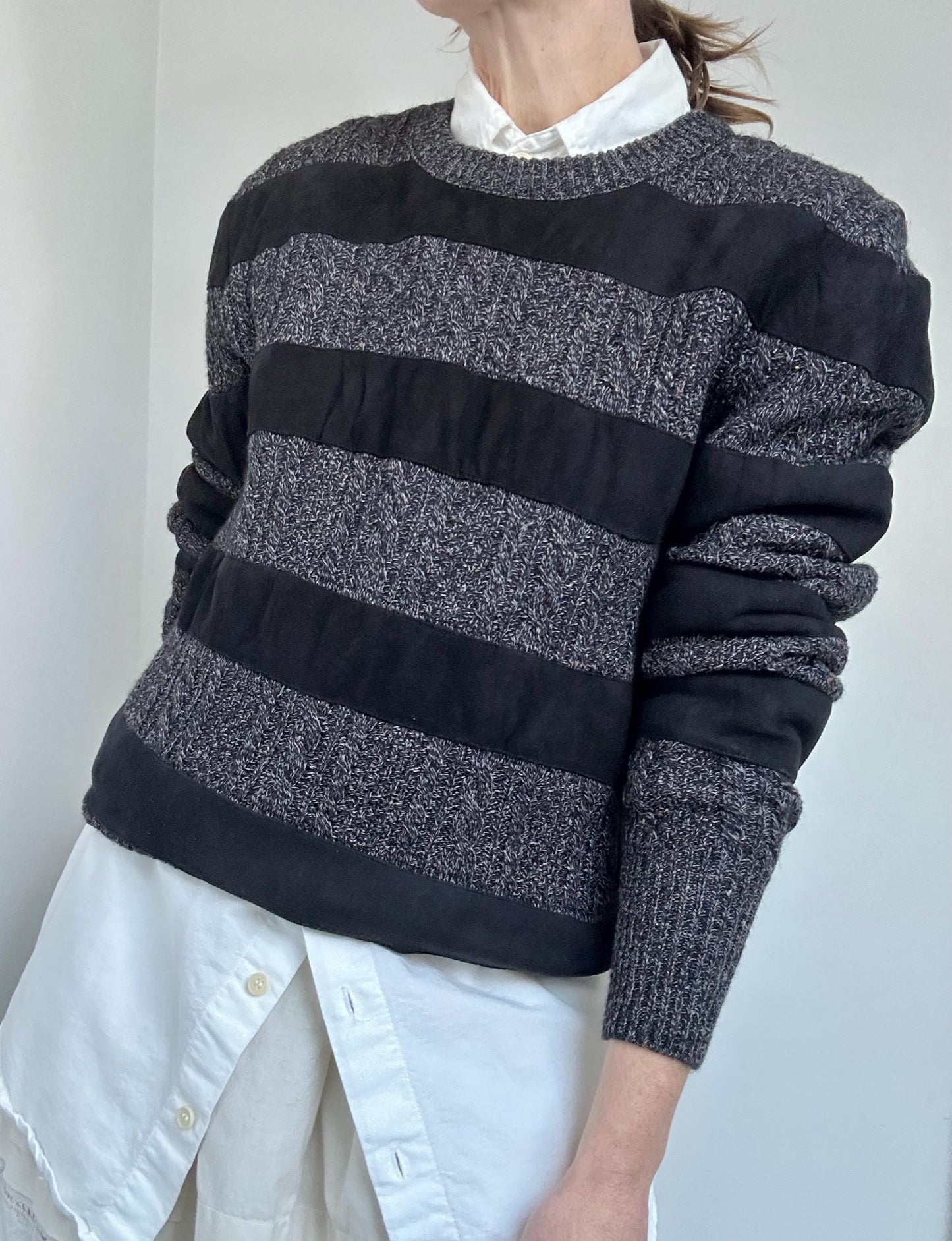 80s Bally suede stripe sweater