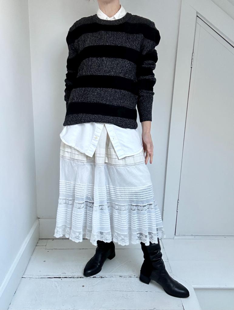 80s Bally suede stripe sweater