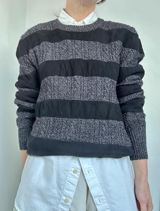 80s Bally suede stripe sweater
