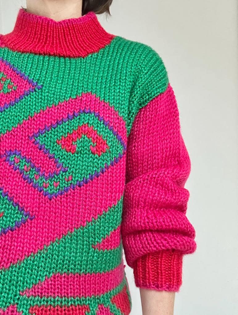 80s handknit intarsia sweater