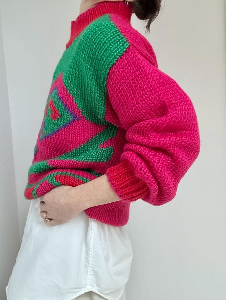 80s handknit intarsia sweater