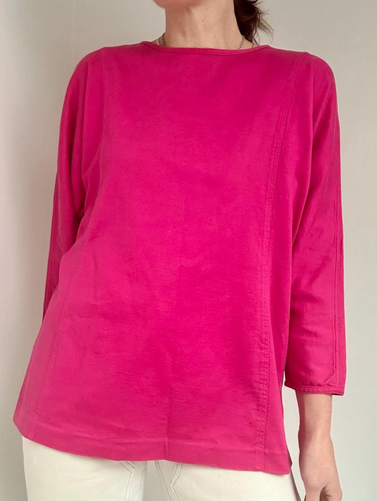 80s Liz Claiborne single stitch batwing top in Hot Pink