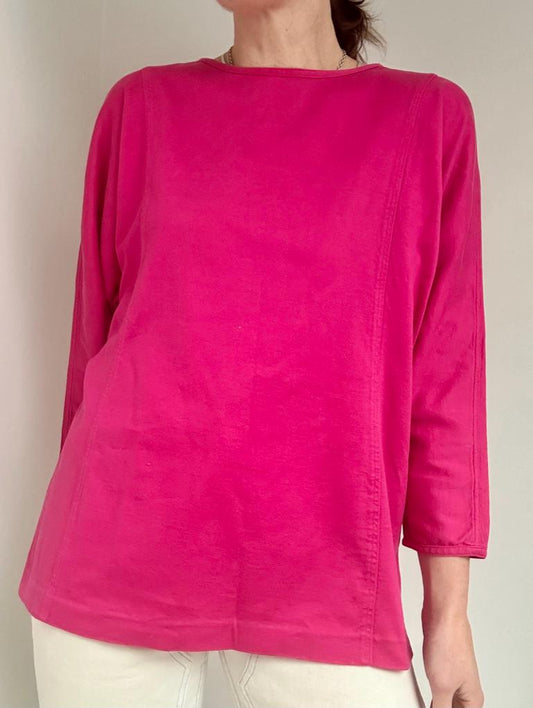 80s Liz Claiborne single stitch batwing top in Hot Pink