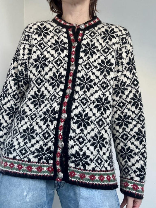 90s LL Bean nordic cardigan