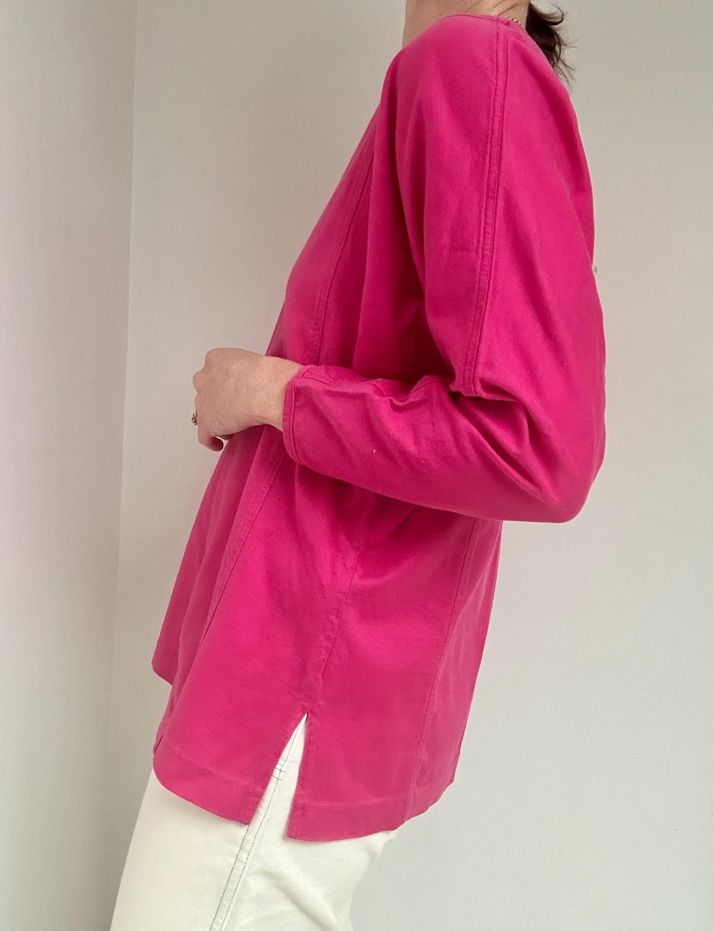80s Liz Claiborne single stitch batwing top in Hot Pink