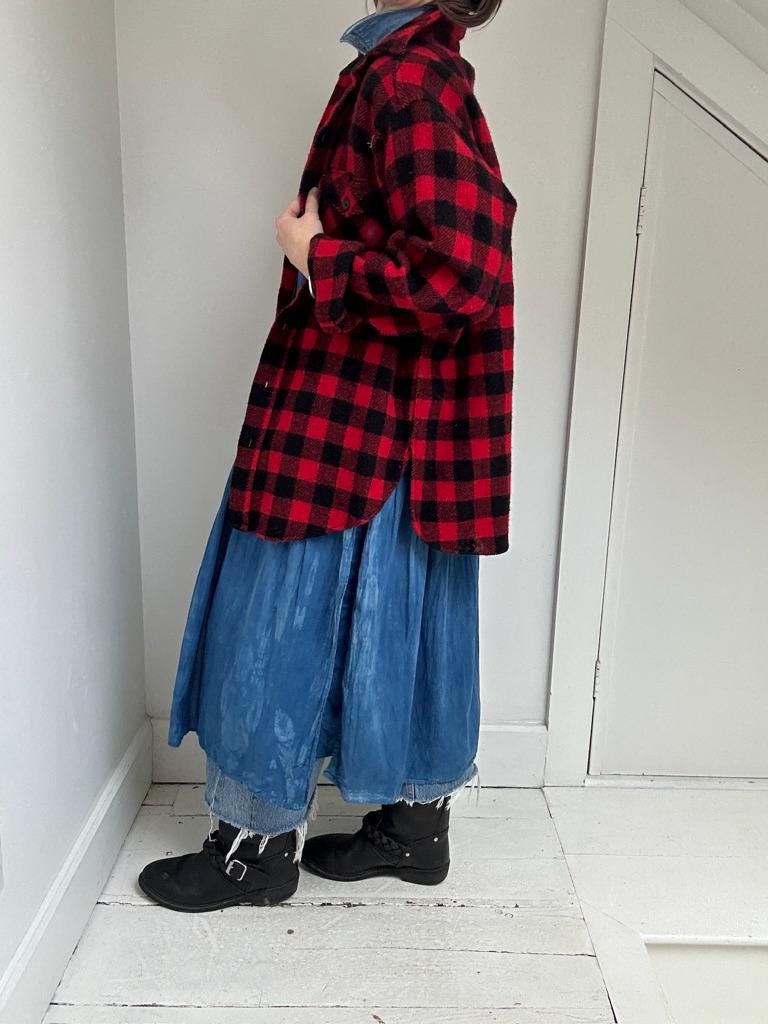 80s LL Bean buffalo check shacket in Cherry