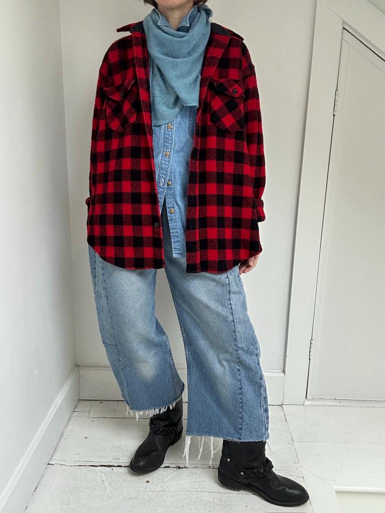 80s LL Bean buffalo check shacket in Cherry