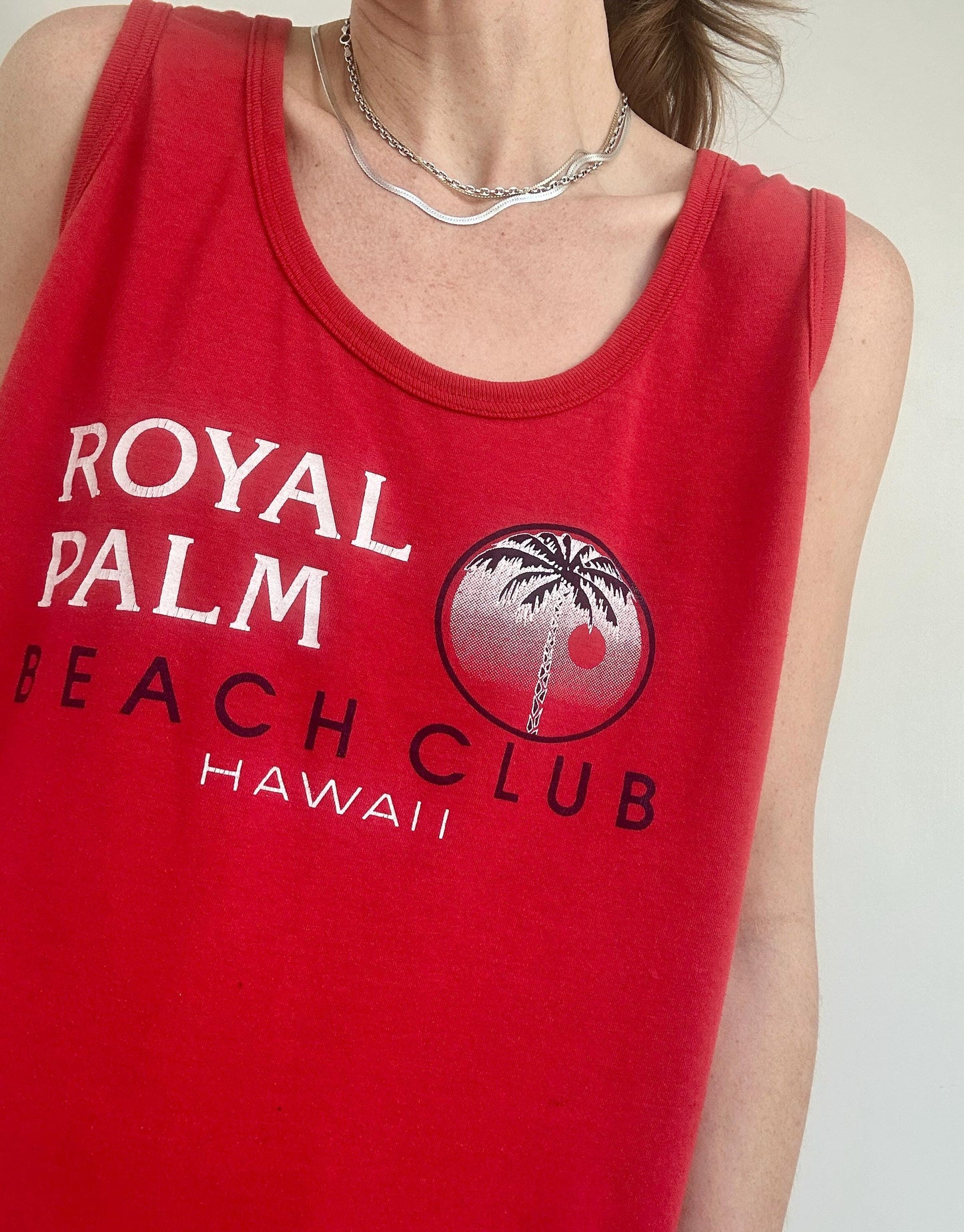 80s Beach Club single stitch tank in Cherry