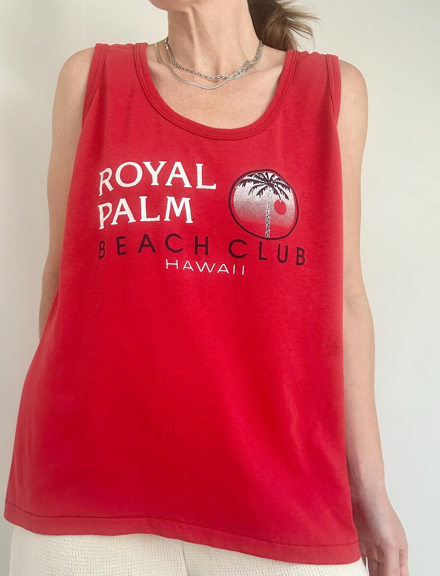 80s Beach Club single stitch tank in Cherry