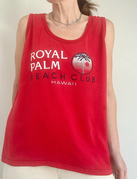80s Beach Club single stitch tank in Cherry