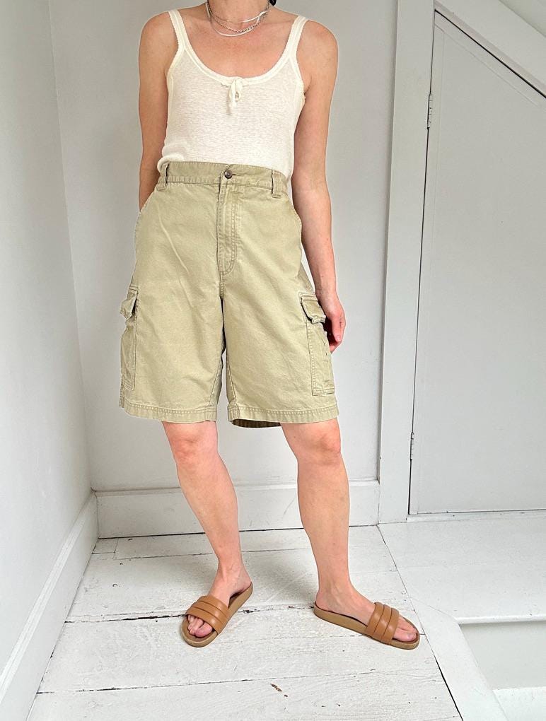 Vintage LL Bean cargo shorts in Sand