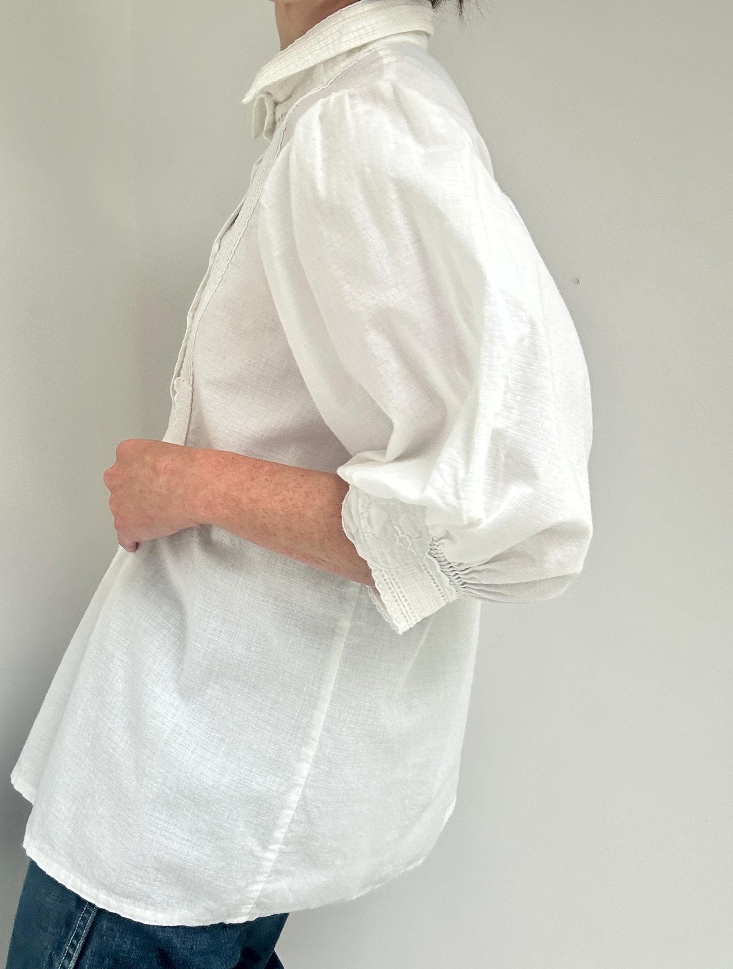 German puff sleeve pintuck blouse