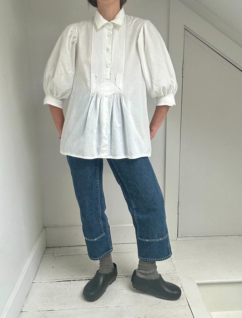 German puff sleeve pintuck blouse