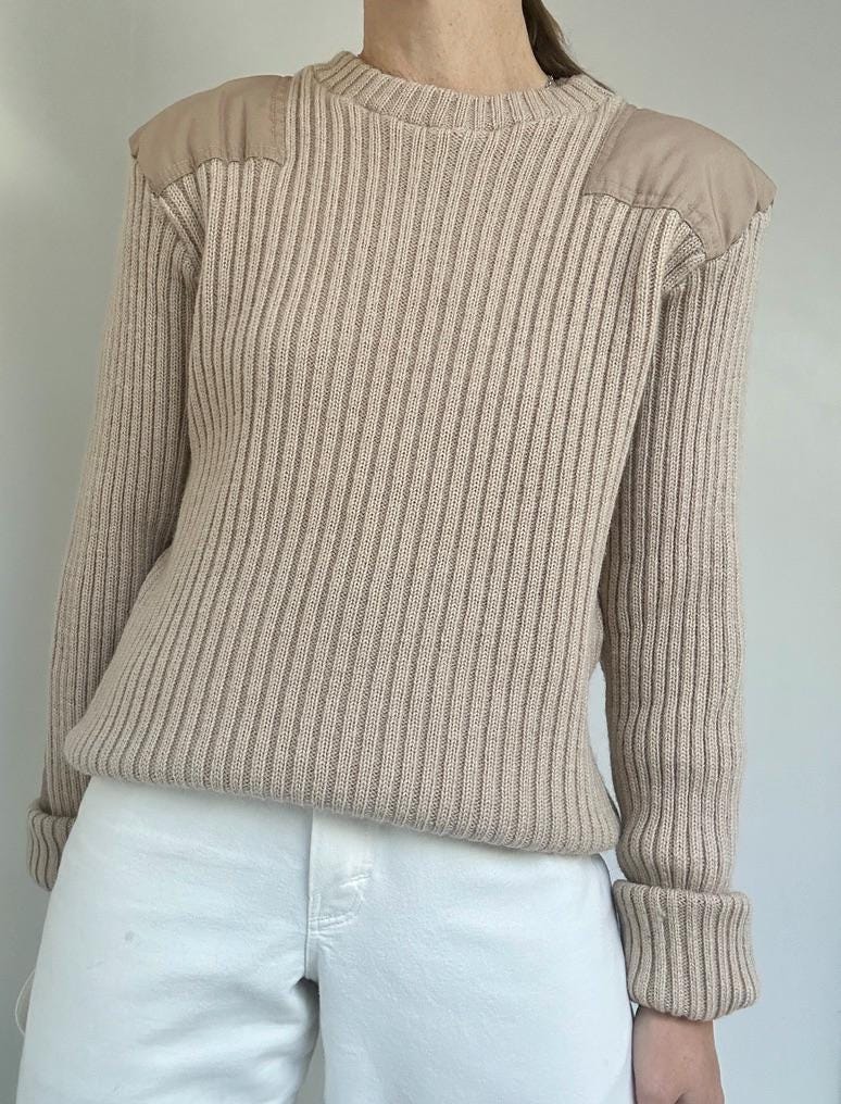 LL Bean elbow patch rib sweater