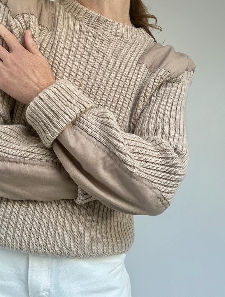 LL Bean elbow patch rib sweater