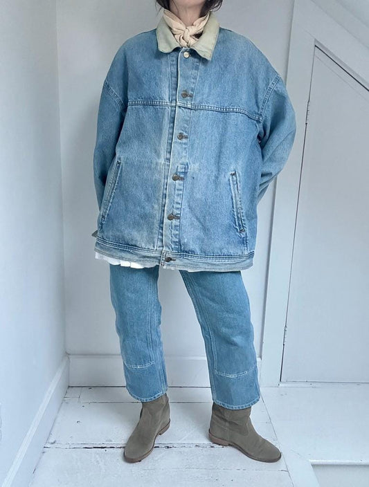 80s LL Bean contrast collar denim trucker