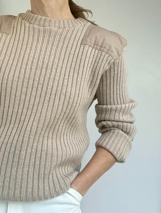 LL Bean elbow patch rib sweater