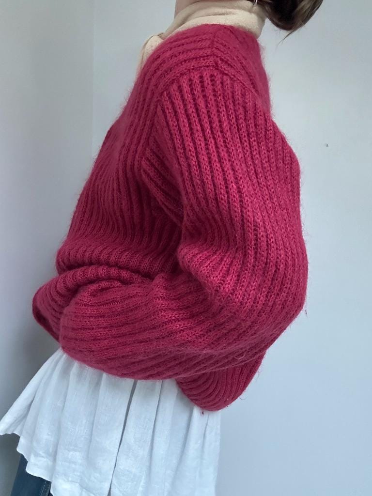 LL Bean mohair rib cardigan