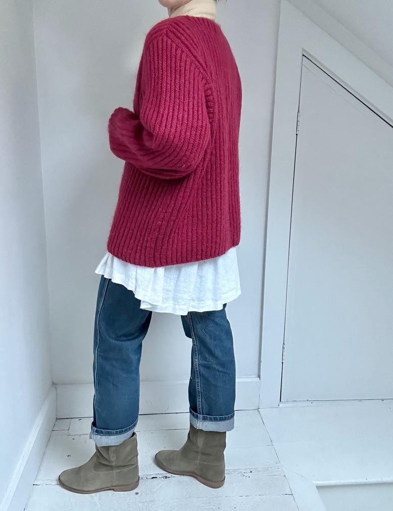 LL Bean mohair rib cardigan