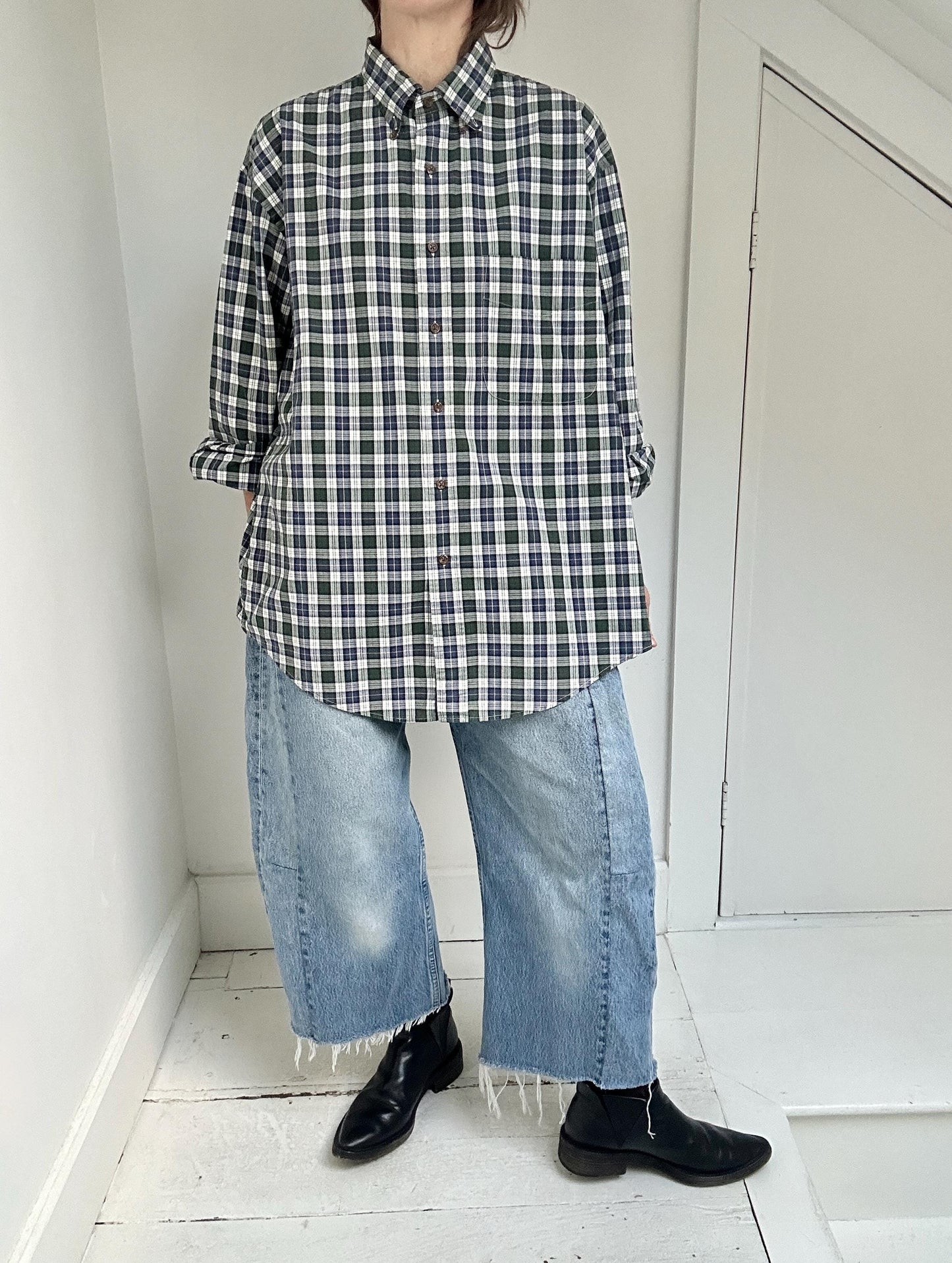 Lands’ End plaid button up