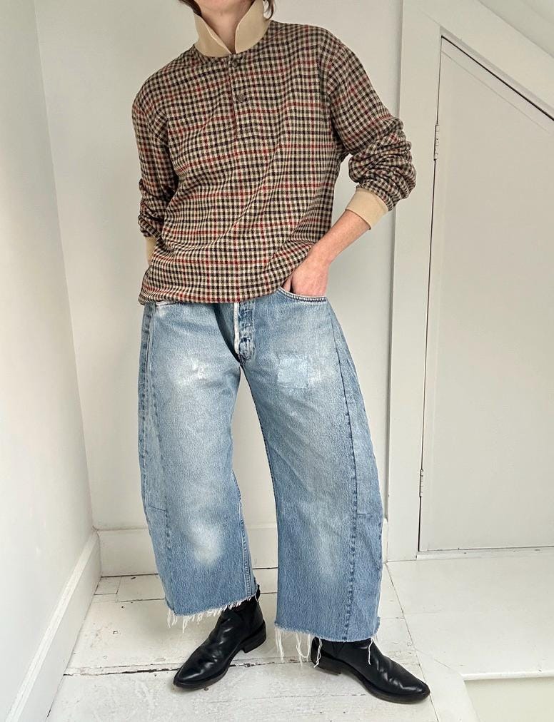 Lands’ End plaid polo collar long sleeve