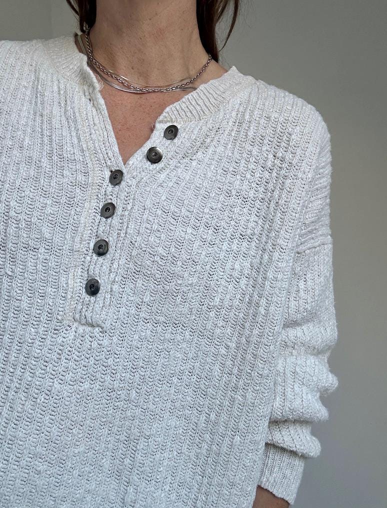 cropped henley sweater in Salt