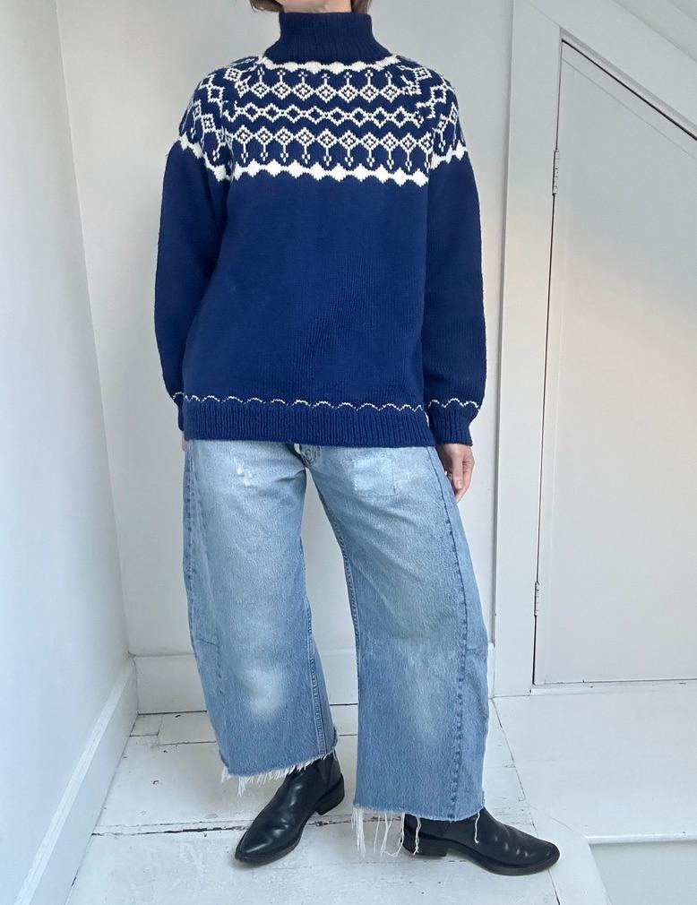 Vintage handknit wool fair isle