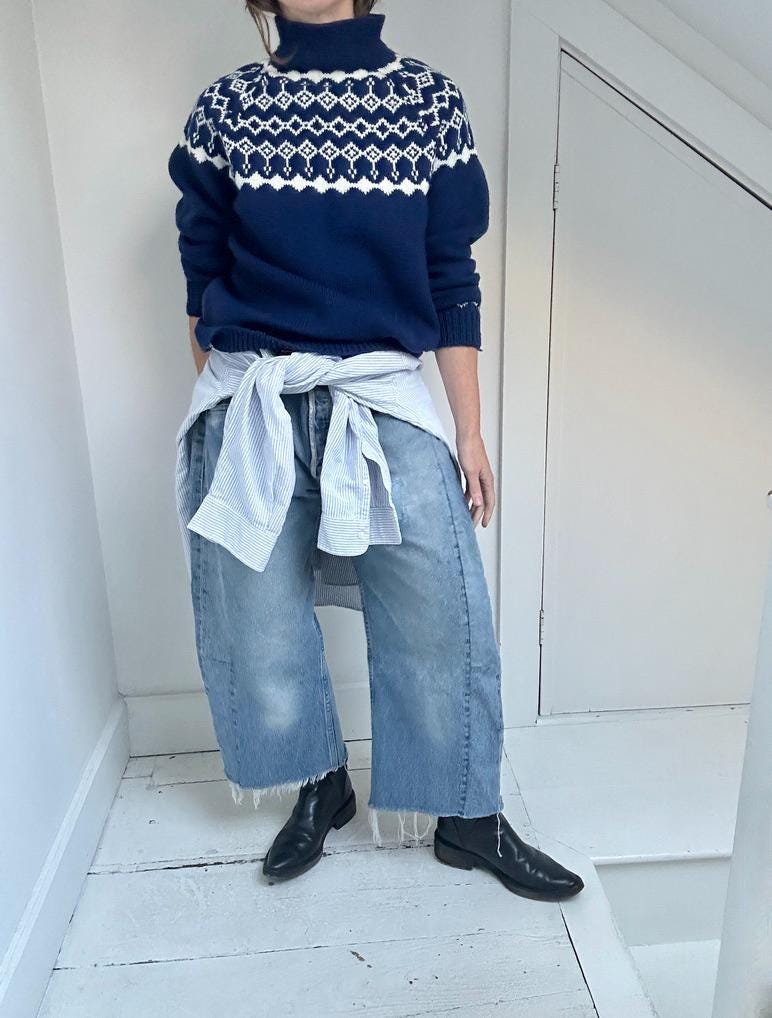 Vintage handknit wool fair isle