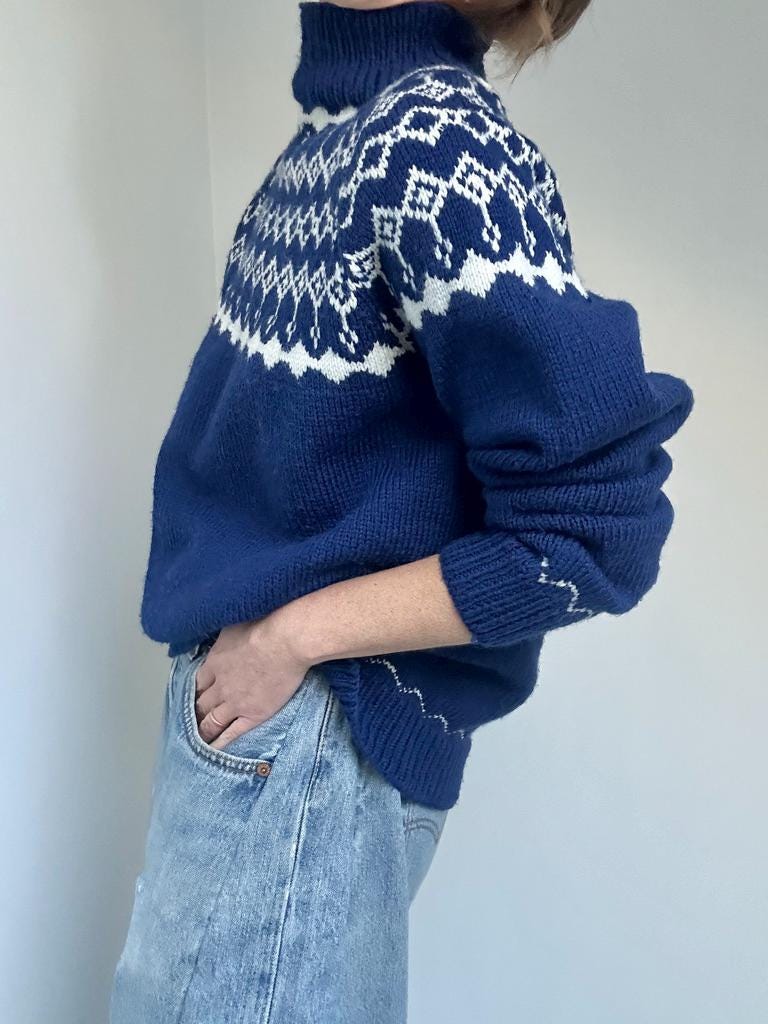 Vintage handknit wool fair isle