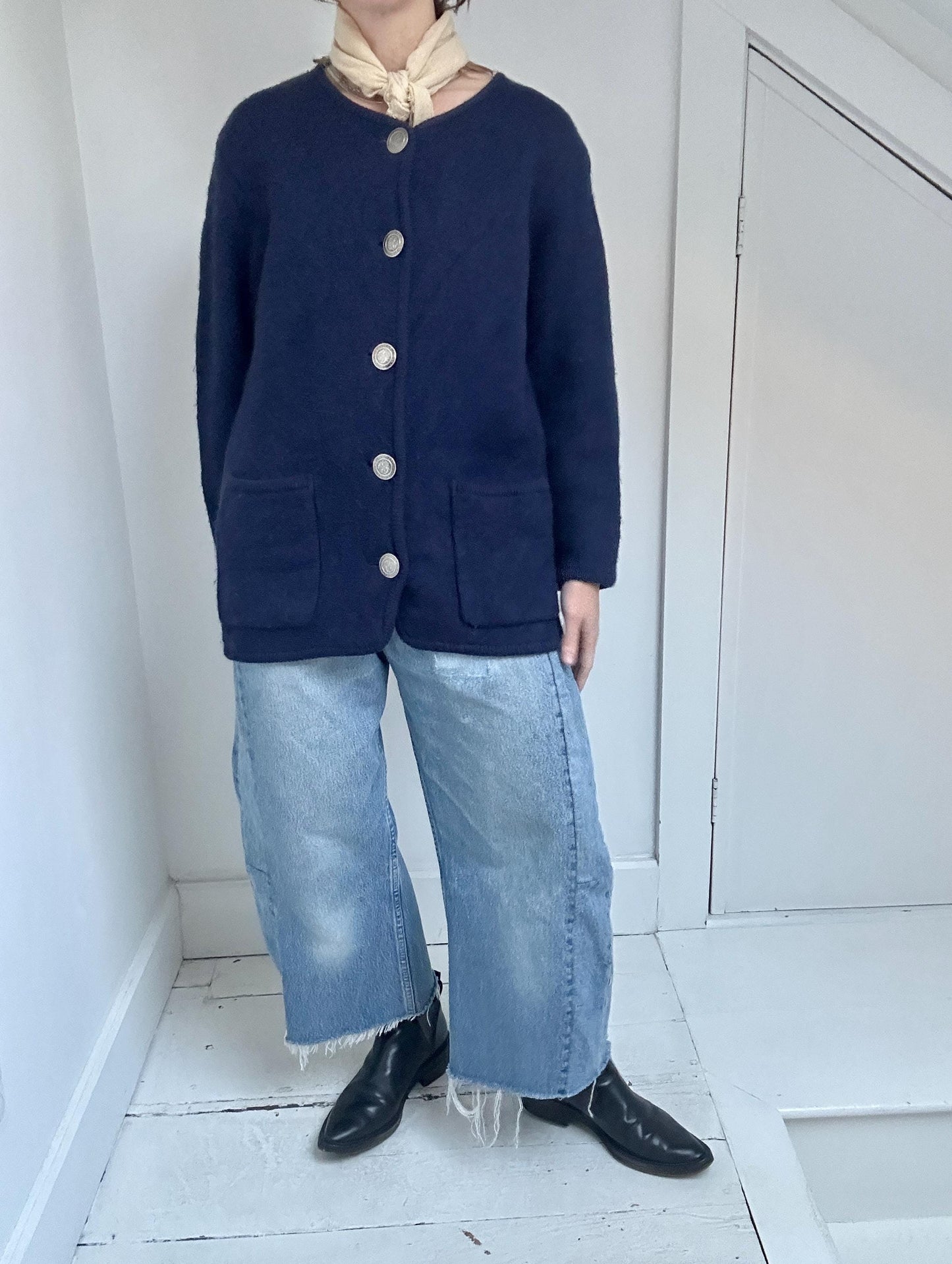 boiled wool chore jacket in Midnight