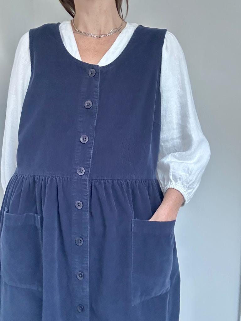 Minimalist corduroy chore jumper in Navy