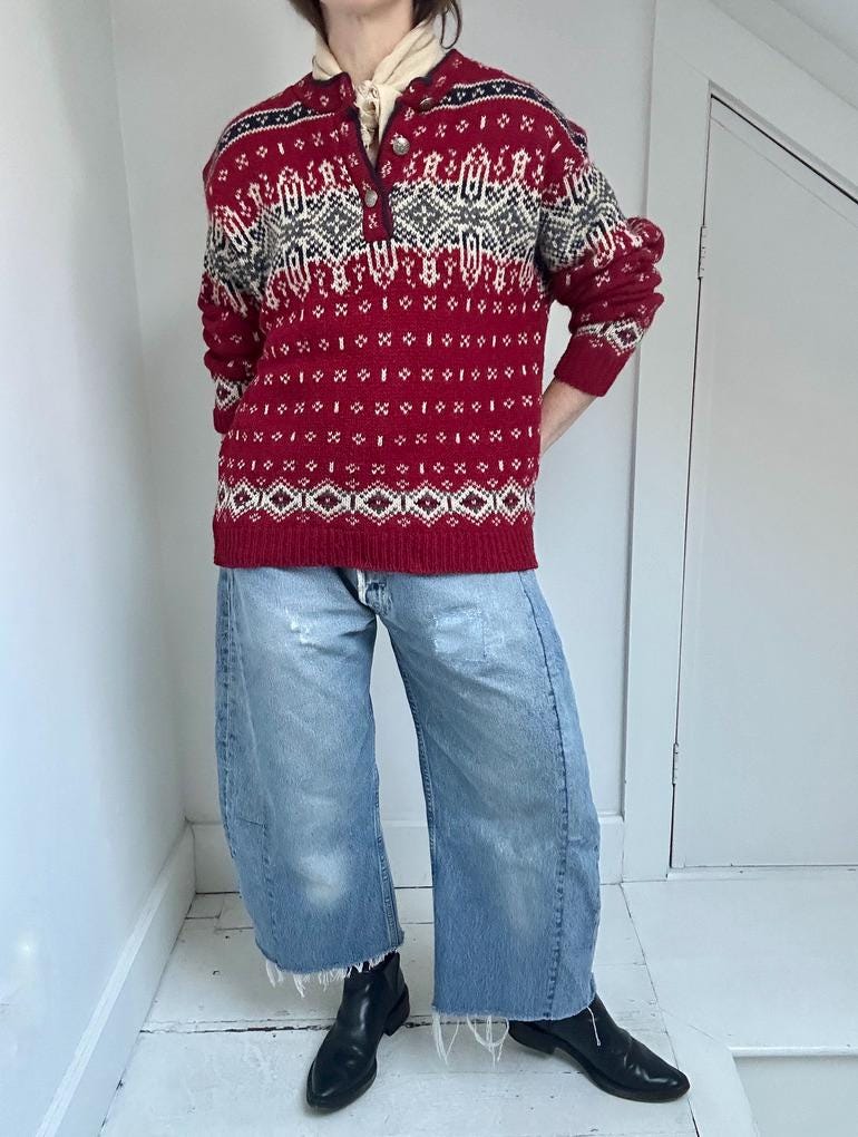 LL Bean wool nordic henley