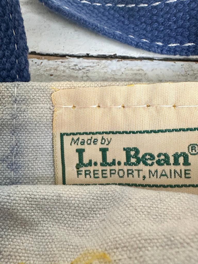 LL Bean mini boat and tote with lupine pocket