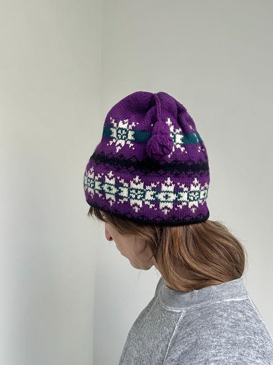 vintage snowflake ski hat