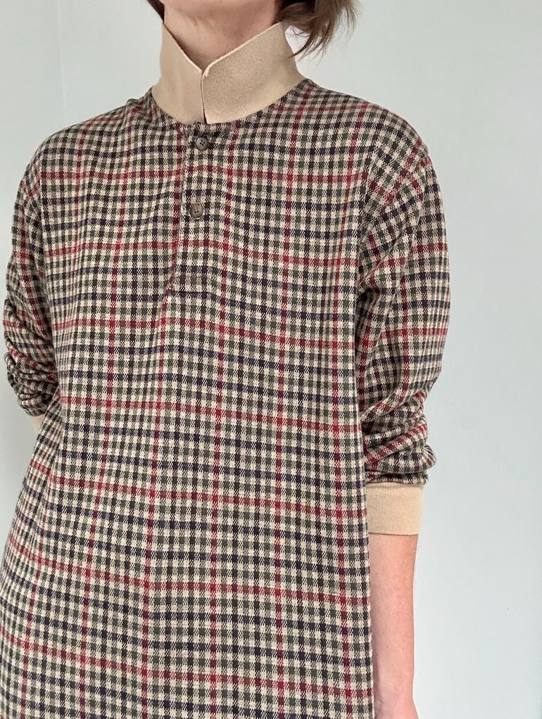 Lands’ End plaid polo collar long sleeve