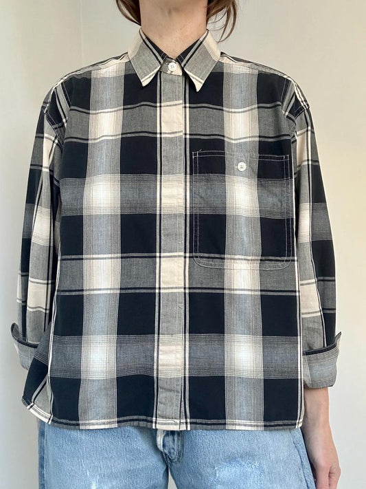 LizSport boxy plaid crop in Salt / Pepper