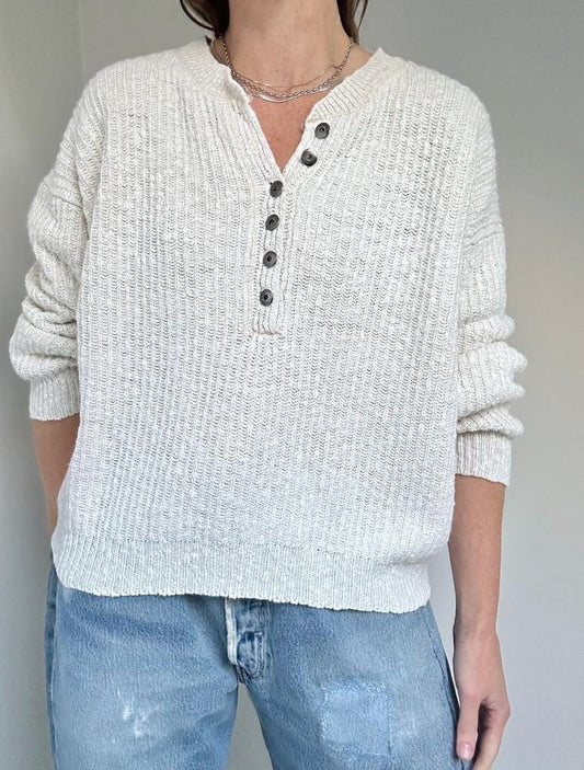 cropped henley sweater in Salt