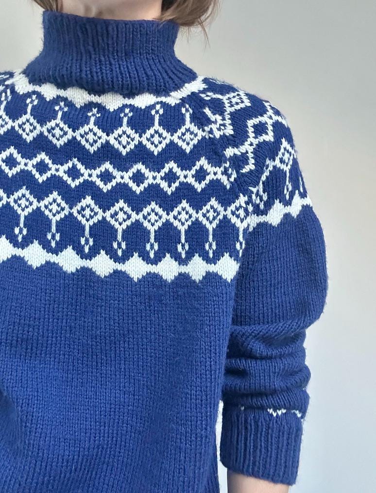 Vintage handknit wool fair isle