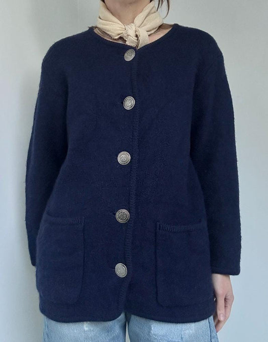 boiled wool chore jacket in Midnight