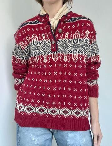 LL Bean wool nordic henley